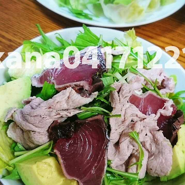 かつおのたたきと豚肉の健康サラダ